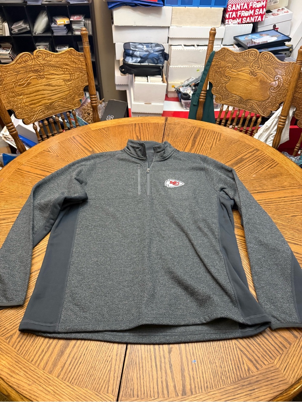 Antigua KC Chiefs Grey Fleece-Lined Quarter-Zip Pullover